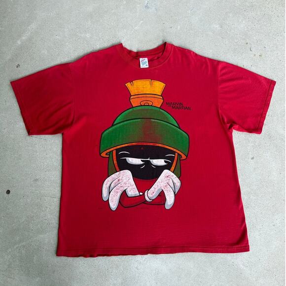Vintage Marvin the Martian 90s Looney Tunes Warner Bros Red Shirt Size XL - Picture 1 of 8